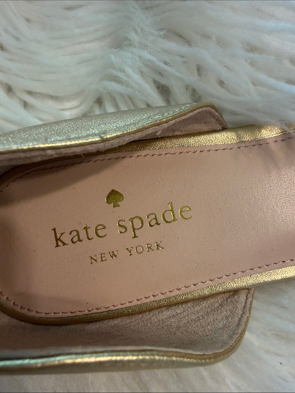 kate spade Gold Metallic D'Orsay Flats with Multicolor Striped Toe size 9M - Picture 2 of 8